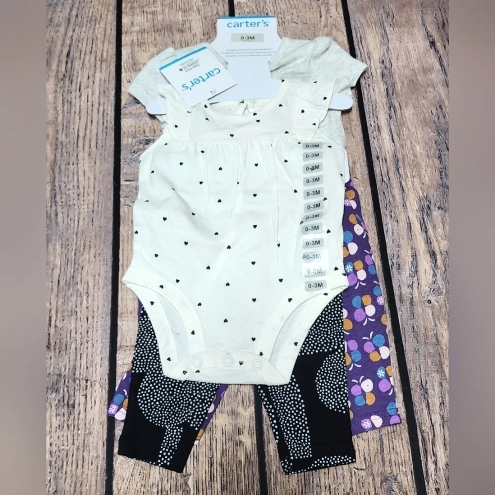 Carter's 4 Piece My Little Love Baby Girl Set Size 0-3 Months - New With Tags - Picture 3 of 6